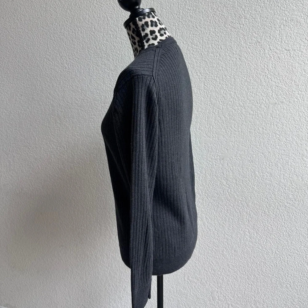 Perry Ellis gray ribbed knit cotton & rayon sweater in a L